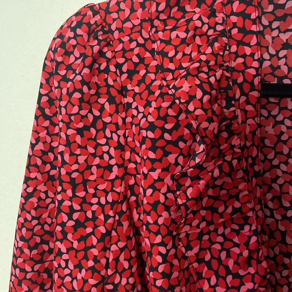 Michael Kors Petal Crepe Ruffled Wrap Dress Long maxi Women's Medium Pink Red - Picture 5 of 8